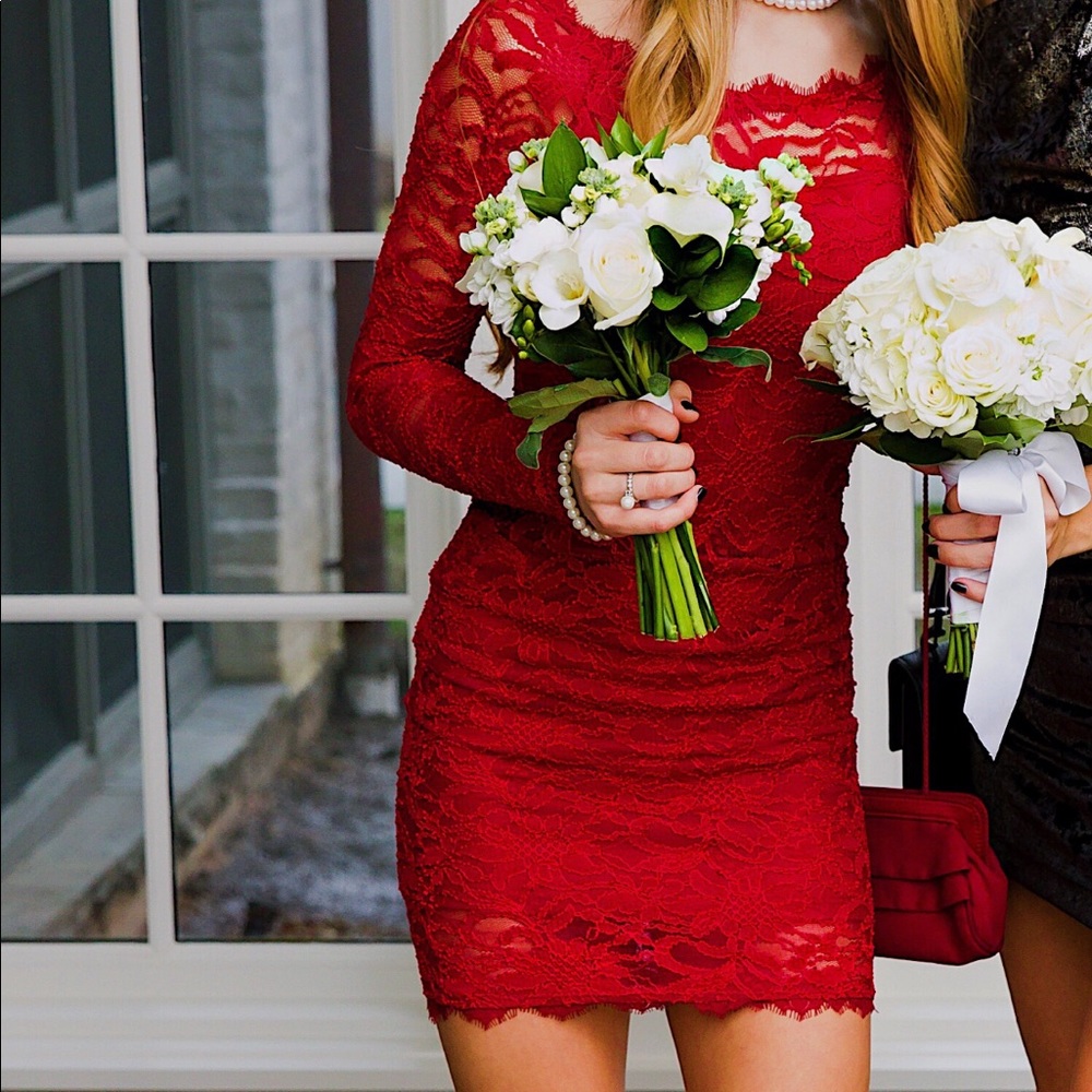 Red lace dress